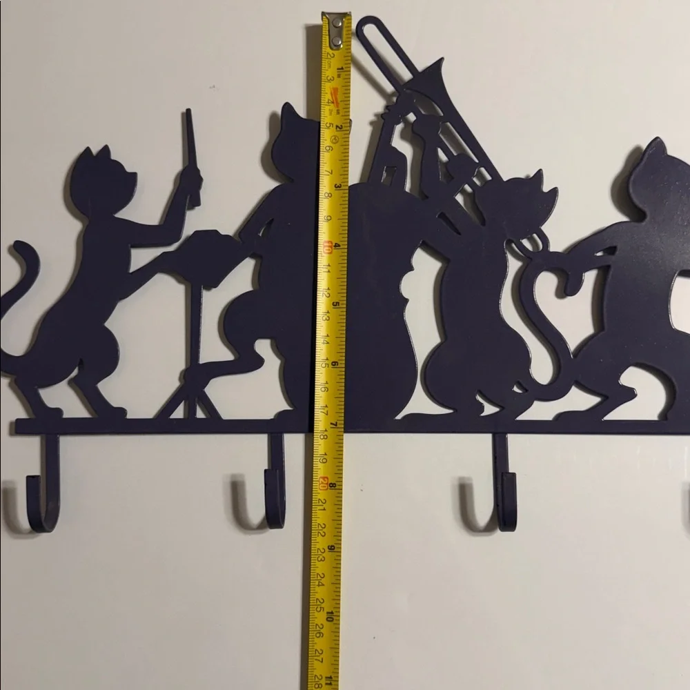 Vintage Black Cat Orchestra Wall Hook Rack - Decorative Home Wall Decor